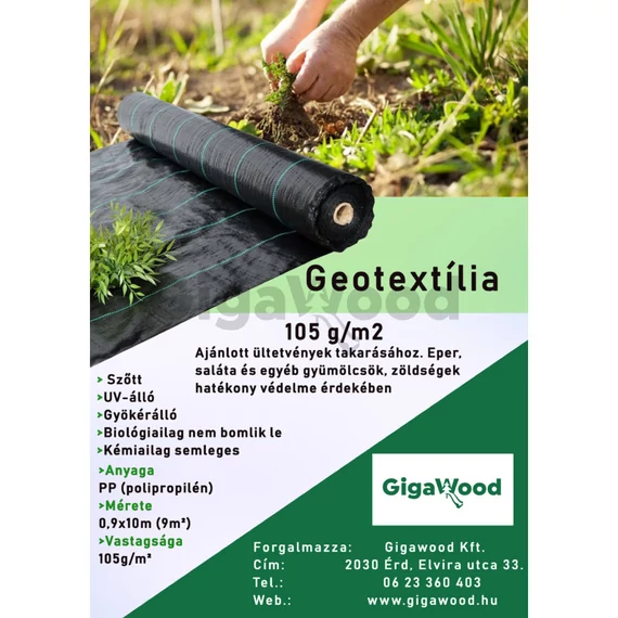 Geotextília PP szőtt 150 gr 0,9x10 m 9m2