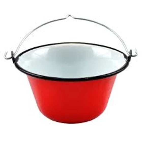 Zománcozott tálaló bogrács, piros