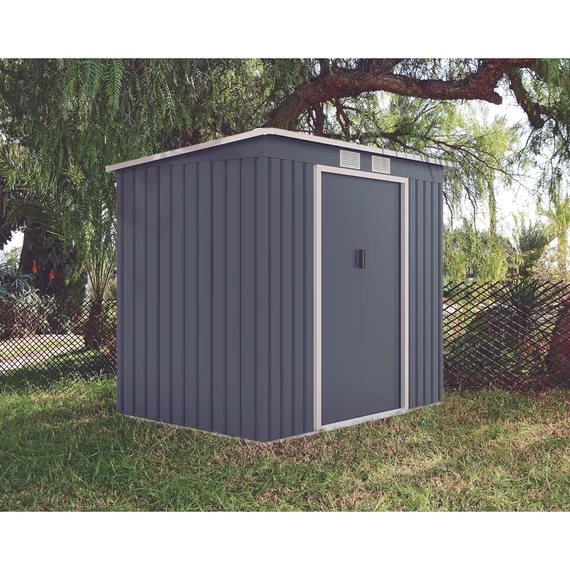 Fém kerti tárolóház 2,16 x 1,71 x 1,30 m szürke METALSHED CRETA