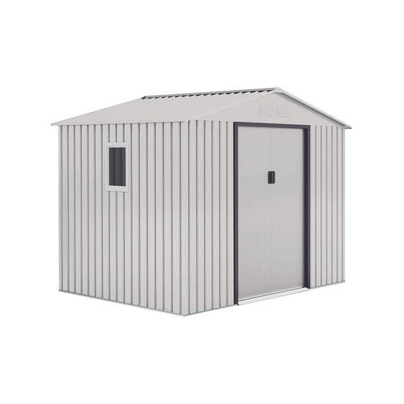 Nagy méretű, kerti fém tároló ház 2,78 x 2,12 x 1,94 m fehér METALSHED MALLORCA