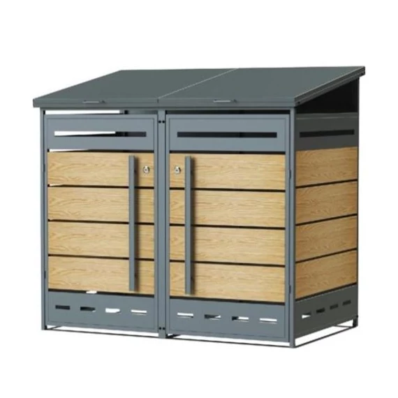 GB-2 Zárható acél kukatároló két kukához