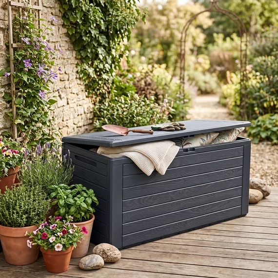 Woodbox 190 literes kerti tároló láda Antracit színben