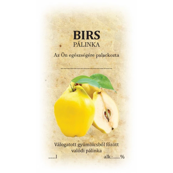 Birs pálinka címke/matrica házi pálinka címkézéséhez ideális választás