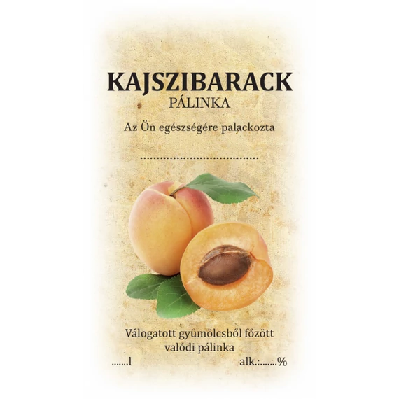Kajszibarack pálinka címke/matrica házi pálinka címkézéséhez ideális választás