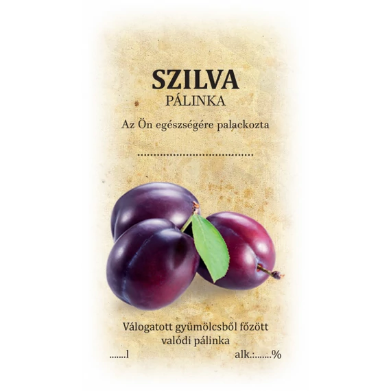 Szilva pálinka címke/matrica házi pálinka címkézéséhez ideális választás