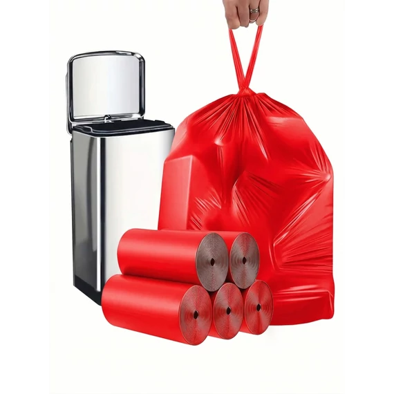 Behúzószálas Háztartási szemeteszsák 25L piros