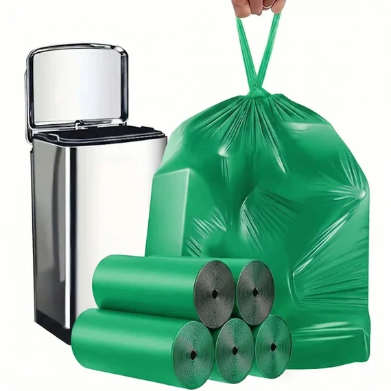 Behúzószálas Háztartási szemeteszsák 80L zöld